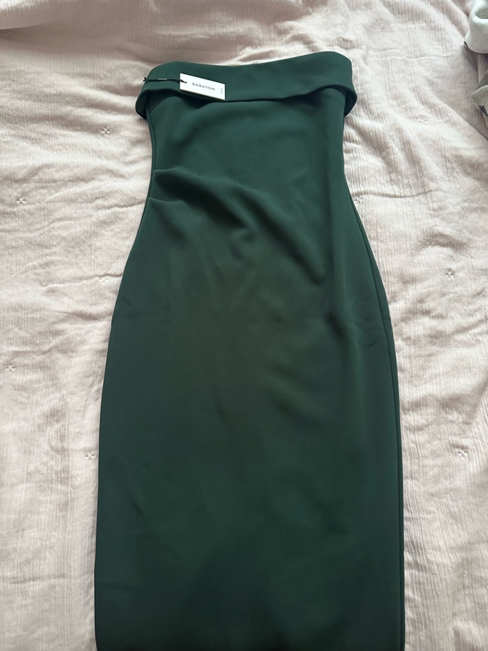 Babaton Strapless Sheath Dress in Deep Forest Green
